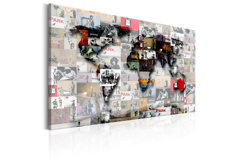 Tavle Map: Banksy Inspiration 120X80 - Artgeist sp. z o. o. - Innredning - Bilder & kunst - Lerretsbilder