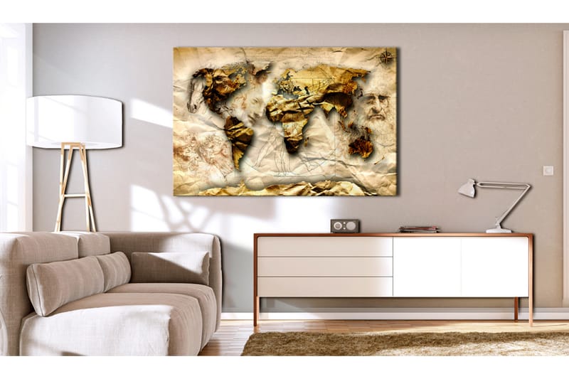 Tavle Map: Leonardo Da Vinci Inspiration 120X80 - Artgeist sp. z o. o. - Innredning - Bilder & kunst - Lerretsbilder