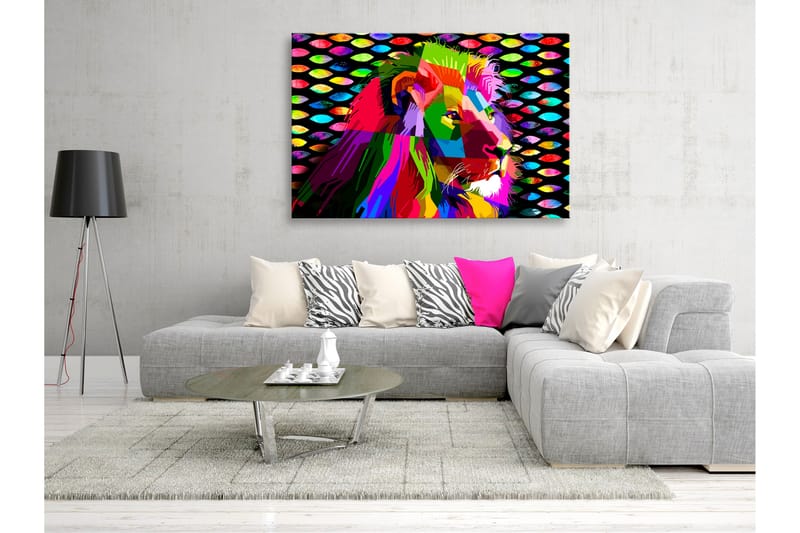 Tavle Rainbow Lion (1 Part) Wide 90X60 - Artgeist sp. z o. o. - Innredning - Bilder & kunst - Lerretsbilder