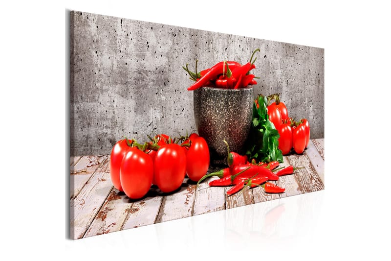 Tavle Red Vegetables (1 Part) Concrete Narrow 120X40 - Artgeist sp. z o. o. - Innredning - Bilder & kunst - Lerretsbilder