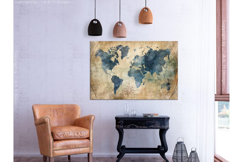 Tavle Retro Map (1 Part) Wide 120X80 - Artgeist sp. z o. o. - Innredning - Bilder & kunst - Lerretsbilder