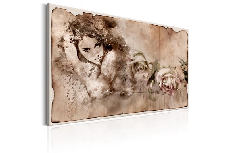 Tavle Retro Style: Woman And Roses 120X80 - Artgeist sp. z o. o. - Innredning - Bilder & kunst - Lerretsbilder