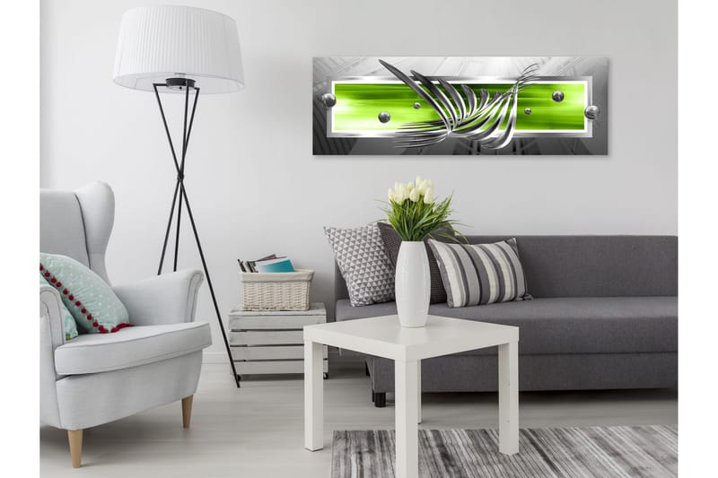 Tavle Sølv Wings (1 Part) Narrow Green 135X45 - Artgeist sp. z o. o. - Innredning - Bilder & kunst - Lerretsbilder