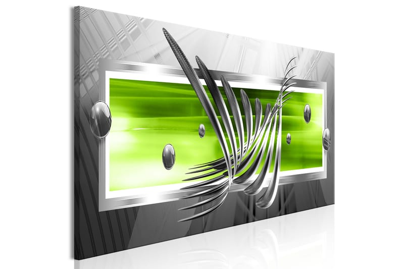 Tavle Sølv Wings (1 Part) Narrow Green 135X45 - Artgeist sp. z o. o. - Innredning - Bilder & kunst - Lerretsbilder
