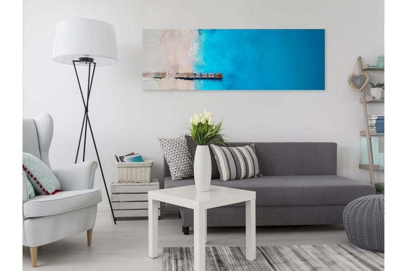 Tavle Sea And Wooden Bridge (1 Part) Narrow Blue 135X45, Artgeist sp. z o. o.