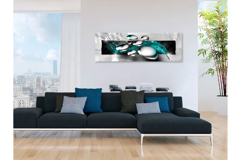 Tavle Shiny Stones (1 Part) Narrow Turquoise 135X45, Artgeist sp. z o. o.