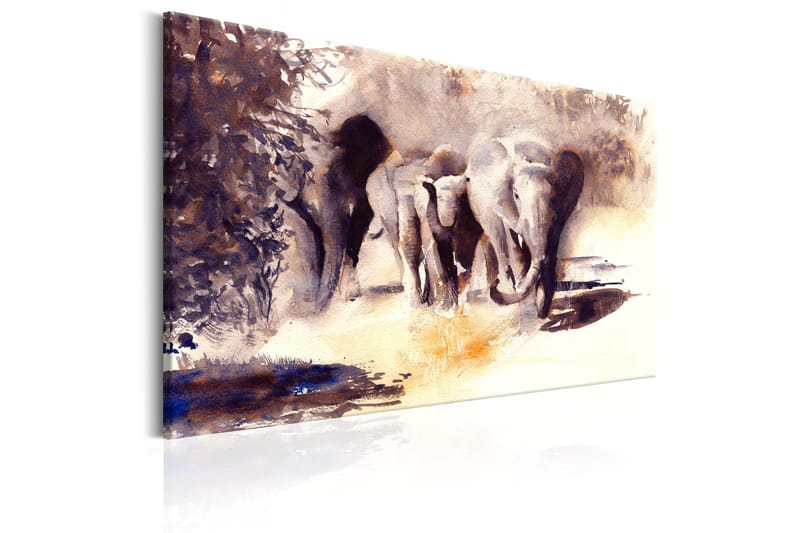 Tavle Watercolour Elephants 120X80 - Artgeist sp. z o. o. - Innredning - Bilder & kunst - Lerretsbilder