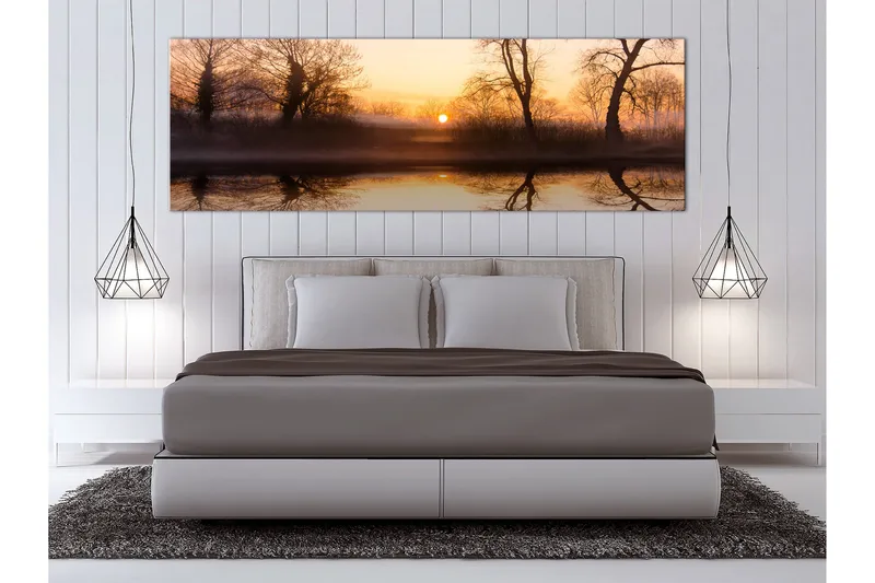 Tavle Winter Sunset (1 Part) Narrow 150X50 - Artgeist sp. z o. o. - Innredning - Bilder & kunst - Lerretsbilder