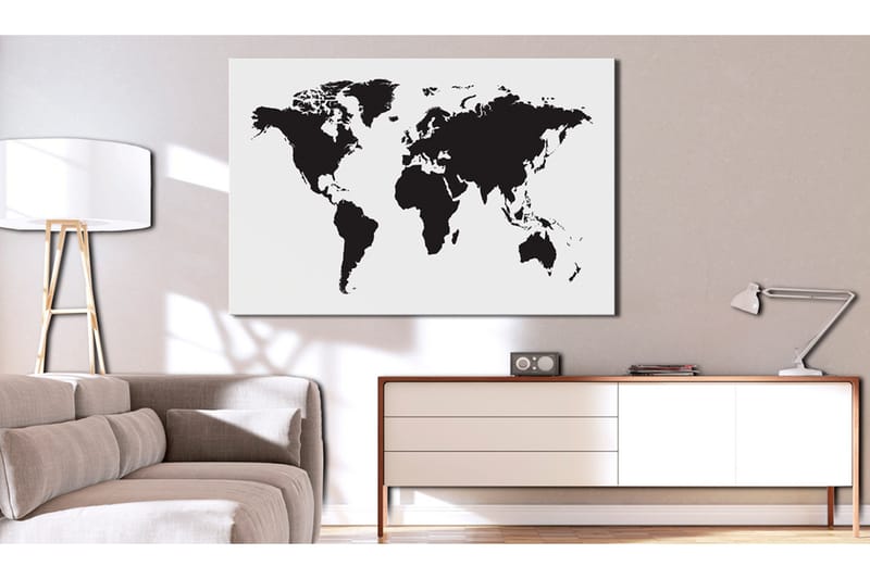Tavle World Map: Black & White Elegance 120X80, Artgeist sp. z o. o.