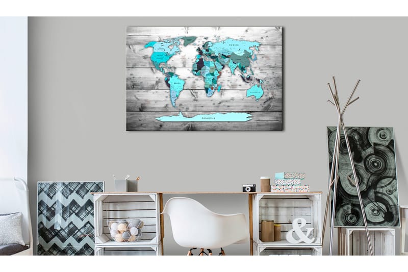 Tavle World Map: Blue World 90X60, Artgeist sp. z o. o.