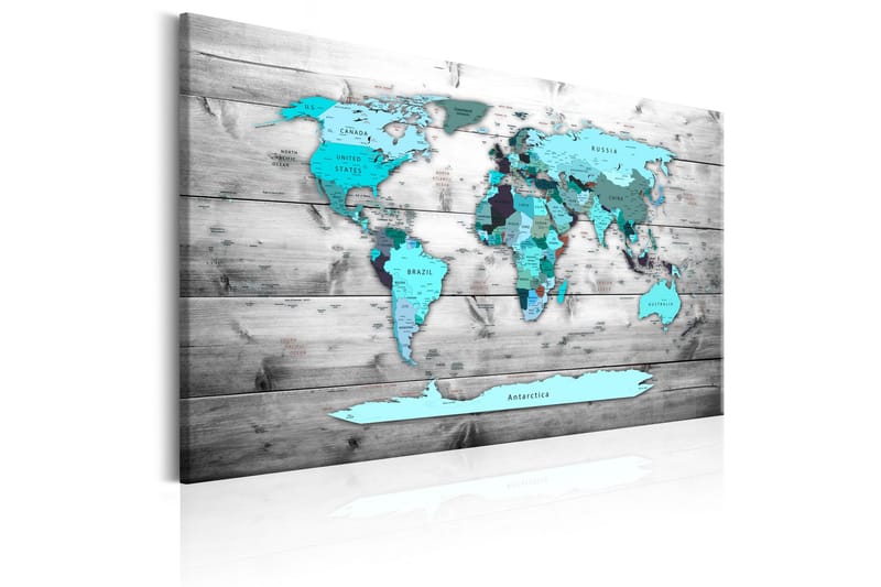 Tavle World Map: Blue World 90X60 - Artgeist sp. z o. o. - Innredning - Bilder & kunst - Lerretsbilder