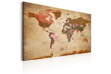 Tavle World Map: Brown Elegance 120X80 - Artgeist sp. z o. o. - Innredning - Bilder & kunst - Lerretsbilder