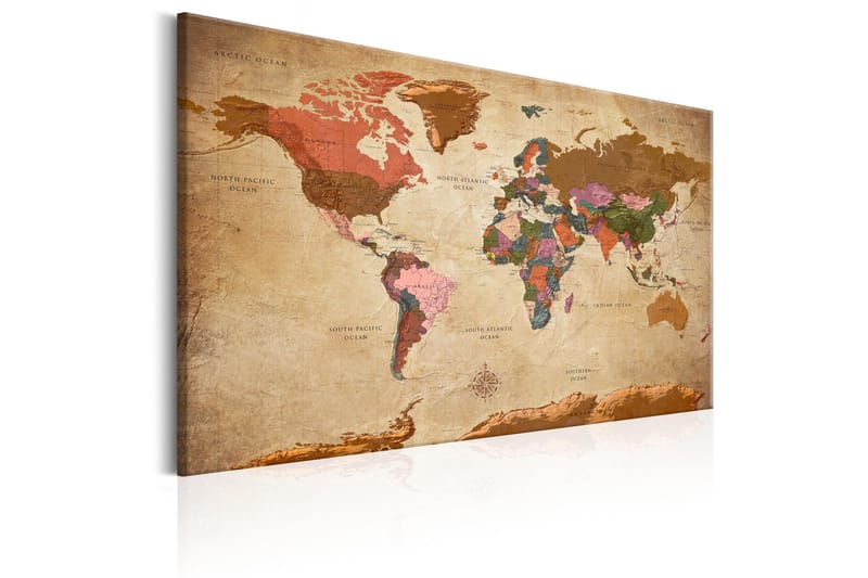 Tavle World Map: Brown Elegance 120X80 - Artgeist sp. z o. o. - Innredning - Bilder & kunst - Lerretsbilder
