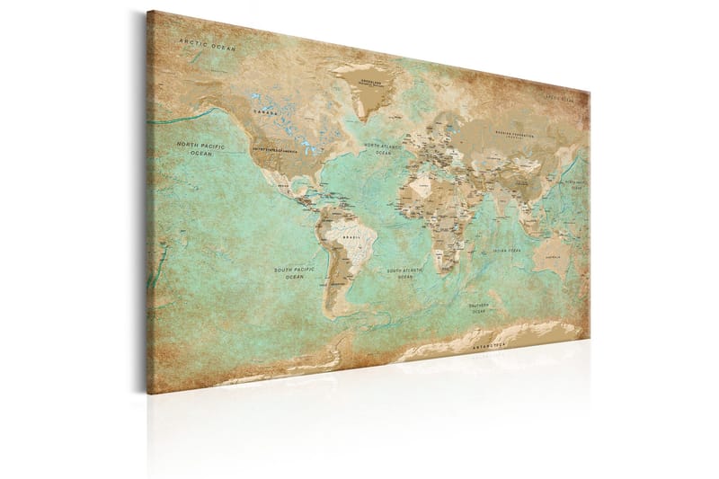 Tavle World Map: Celadon Journey 90X60 - Artgeist sp. z o. o. - Innredning - Bilder & kunst - Lerretsbilder