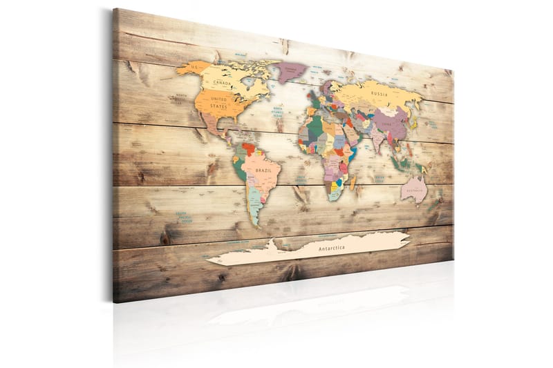 Tavle World Map: Colourful Continents 60X40 - Artgeist sp. z o. o. - Innredning - Bilder & kunst - Lerretsbilder