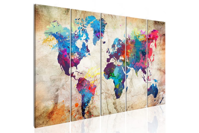 Tavle World Map: Colourful Ink Blots 200X80 - Artgeist sp. z o. o. - Lerretsbilder