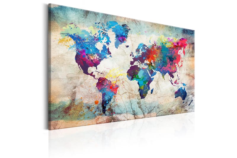 Tavle World Map: Colourful Madness 120X80 - Artgeist sp. z o. o. - Innredning - Bilder & kunst - Lerretsbilder