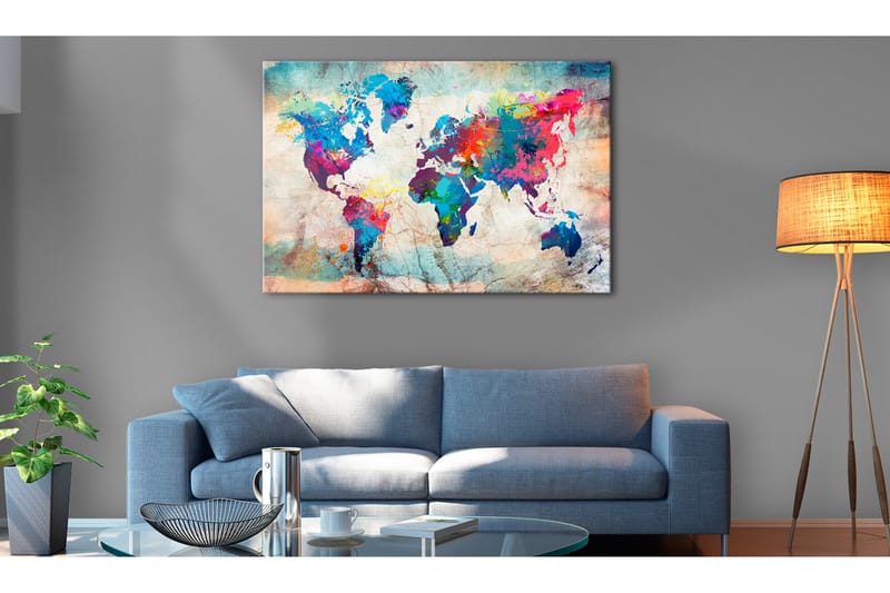 Tavle World Map: Colourful Madness 120X80, Artgeist sp. z o. o.