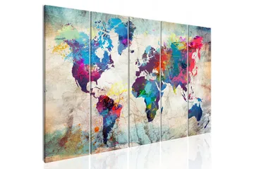 Tavle World Map: Cracked Wall 225X90 - Artgeist sp. z o. o. - Innredning - Bilder & kunst - Lerretsbilder