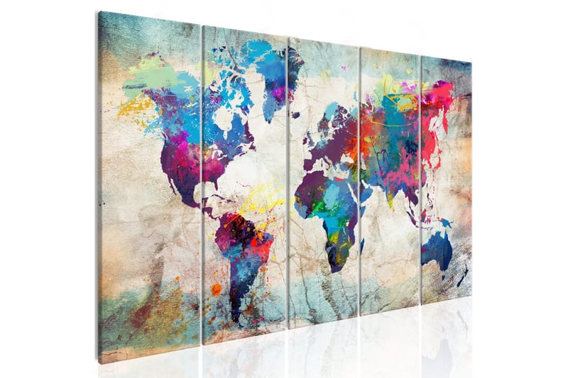 Tavle World Map: Cracked Wall 225X90 - Artgeist sp. z o. o. - Innredning - Bilder & kunst - Lerretsbilder