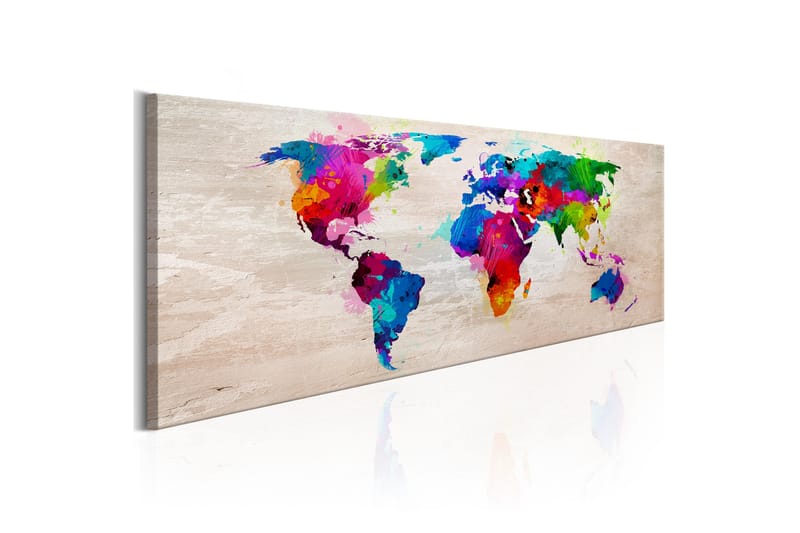 Tavle World Map: Finesse Of Colours 135X45 - Artgeist sp. z o. o. - Innredning - Bilder & kunst - Lerretsbilder