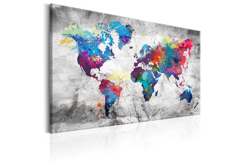 Tavle World Map: Grey Style 120X80 - Artgeist sp. z o. o. - Innredning - Bilder & kunst - Lerretsbilder