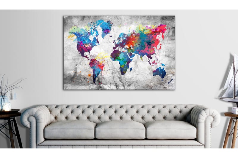 Tavle World Map: Grey Style 120X80, Artgeist sp. z o. o.