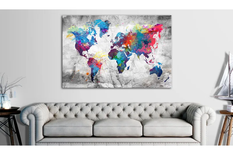 Tavle World Map: Grey Style 90X60, Artgeist sp. z o. o.