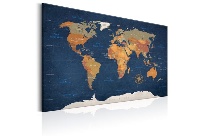 Tavle World Map: Ink Oceans 60X40 - Artgeist sp. z o. o. - Innredning - Bilder & kunst - Lerretsbilder