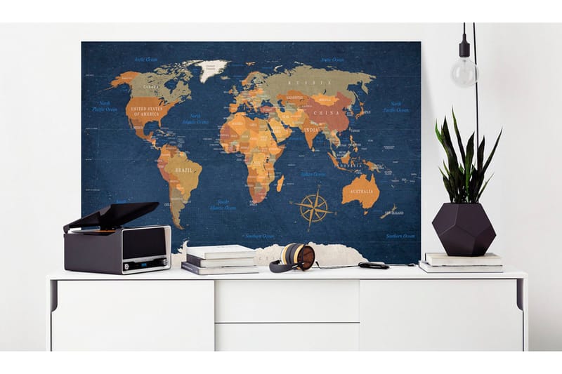 Tavle World Map: Ink Oceans 60X40, Artgeist sp. z o. o.