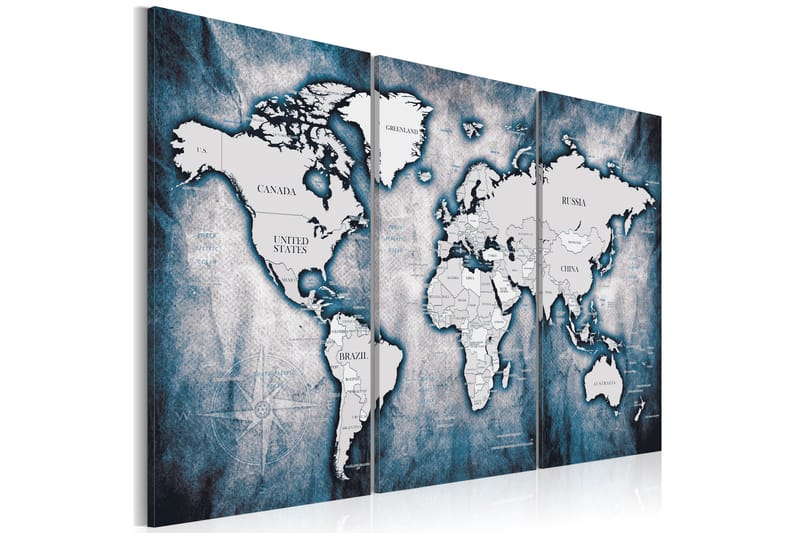 Tavle World Map: Ink Triptych 120X80 - Artgeist sp. z o. o. - Innredning - Bilder & kunst - Lerretsbilder