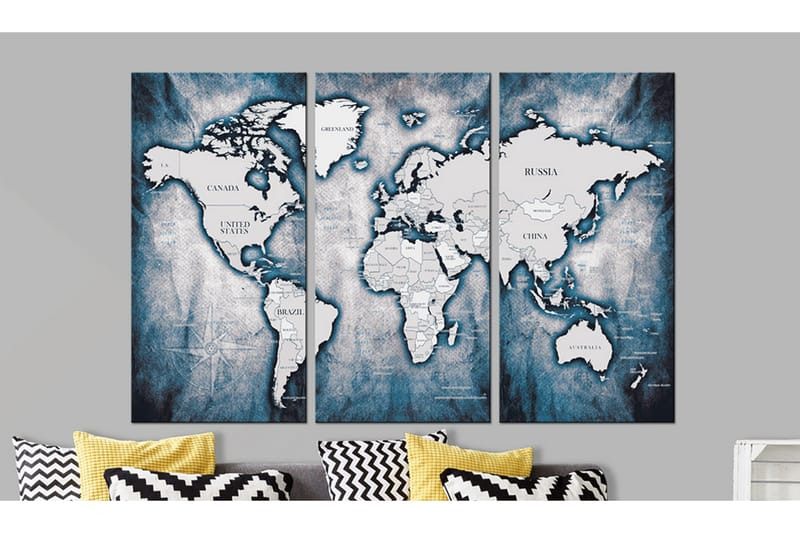 Tavle World Map: Ink Triptych 120X80, Artgeist sp. z o. o.