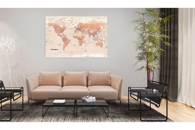 Tavle World Map: Oransje World 120X80, Artgeist sp. z o. o.