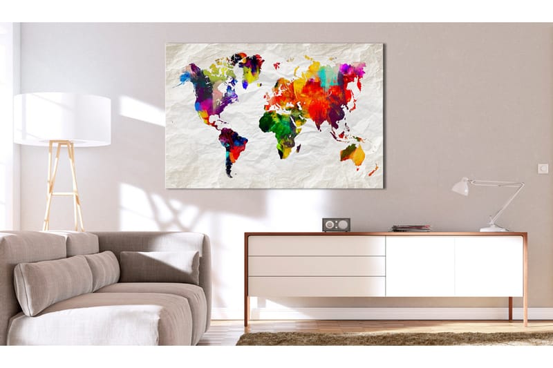 Tavle World Map: Rainbow Madness 90X60, Artgeist sp. z o. o.