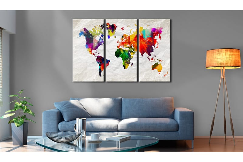 Tavle World Map: Rainbow Madness Ii 90X60, Artgeist sp. z o. o.