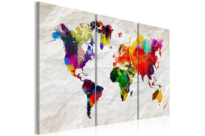 Tavle World Map: Rainbow Madness Ii 90X60 - Artgeist sp. z o. o. - Innredning - Bilder & kunst - Lerretsbilder
