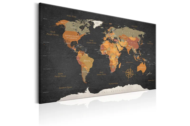Tavle World Map: Secrets Of The Earth 60X40 - Artgeist sp. z o. o. - Innredning - Bilder & kunst - Lerretsbilder