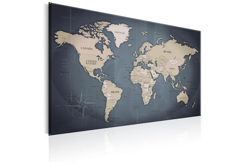 Tavle World Map: Shades Of Grey 120X80 - Artgeist sp. z o. o. - Innredning - Bilder & kunst - Lerretsbilder