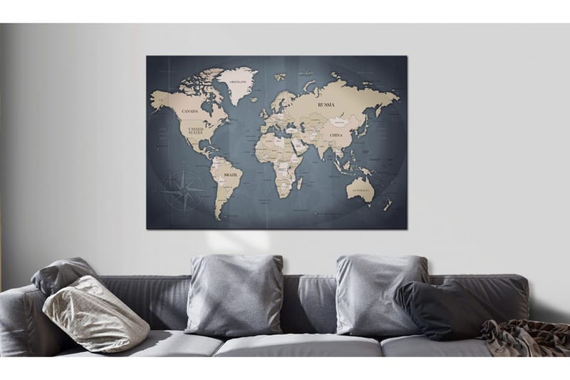 Tavle World Map: Shades Of Grey 120X80, Artgeist sp. z o. o.