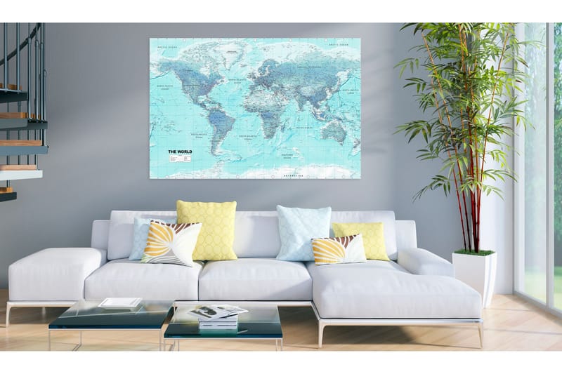 Tavle World Map: Sky Blue World 120X80, Artgeist sp. z o. o.