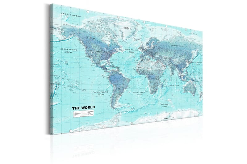 Tavle World Map: Sky Blue World 120X80 - Artgeist sp. z o. o. - Innredning - Bilder & kunst - Lerretsbilder