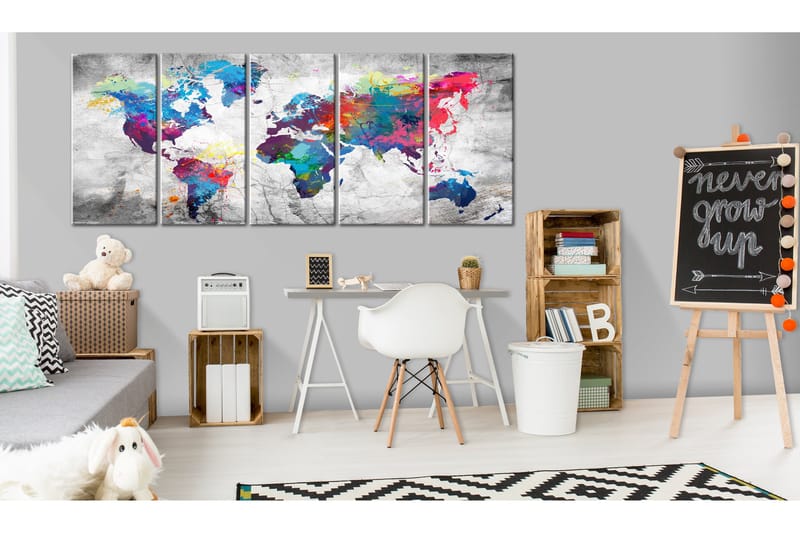 Tavle World Map: Spilt Paint 225X90 - Artgeist sp. z o. o. - Innredning - Bilder & kunst - Lerretsbilder
