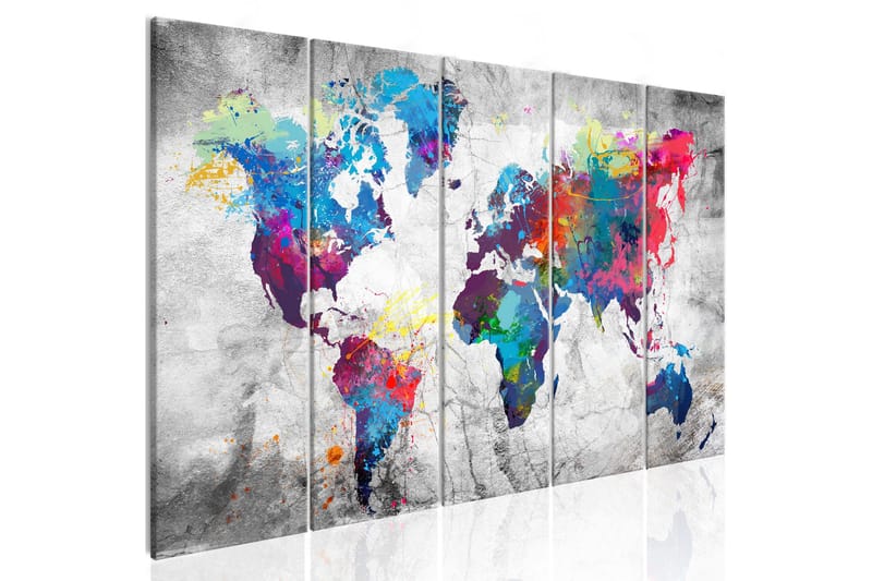 Tavle World Map: Spilt Paint 225X90 - Artgeist sp. z o. o. - Innredning - Bilder & kunst - Lerretsbilder