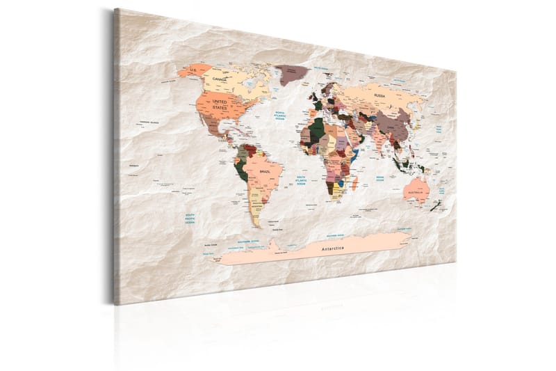 Tavle World Map: Stony Oceans 120X80 - Artgeist sp. z o. o. - Innredning - Bilder & kunst - Lerretsbilder