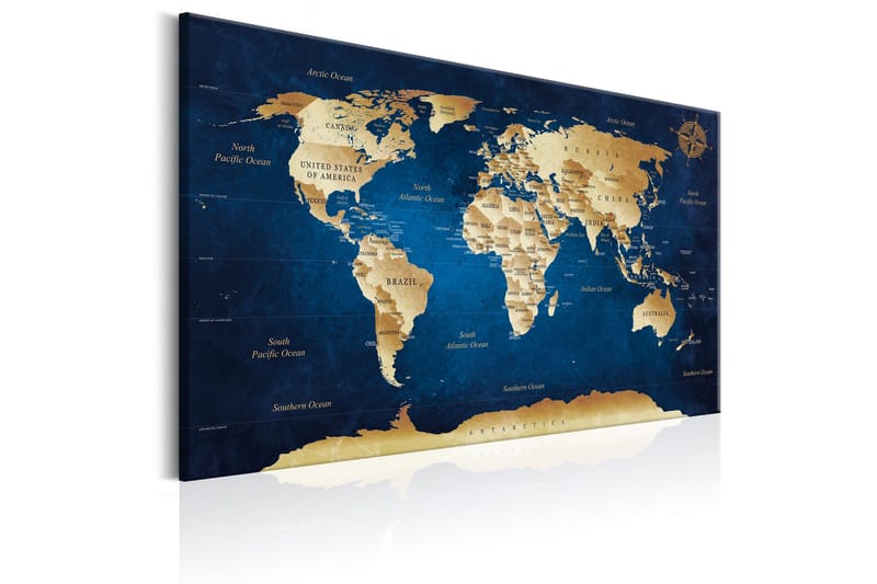 Tavle World Map: The Dark Blue Depths 60X40 - Artgeist sp. z o. o. - Innredning - Bilder & kunst - Lerretsbilder