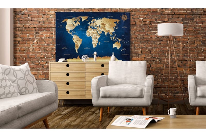 Tavle World Map: The Dark Blue Depths 60X40, Artgeist sp. z o. o.