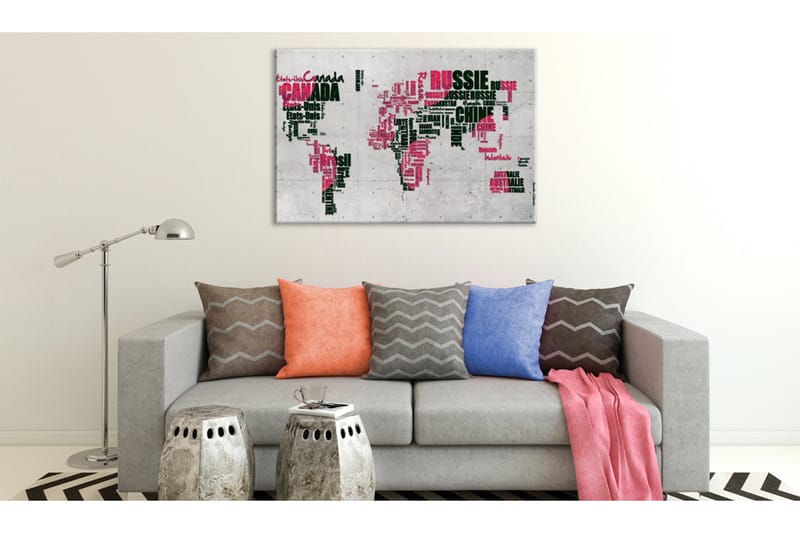 Tavle World Map: The French Connection (Fr) 120X80, Artgeist sp. z o. o.