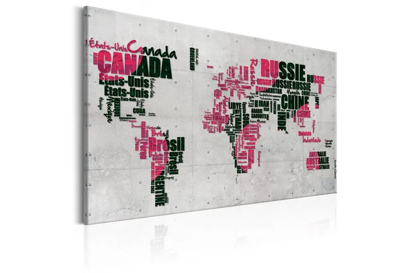 Tavle World Map: The French Connection (Fr) 90X60 - Artgeist sp. z o. o. - Innredning - Bilder & kunst - Lerretsbilder