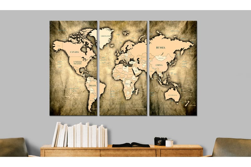 Tavle World Map: The Sands Of Time 90X60, Artgeist sp. z o. o.
