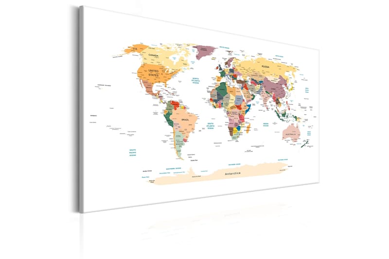 Tavle World Map: Travel Around The World 90X60 - Artgeist sp. z o. o. - Innredning - Bilder & kunst - Lerretsbilder